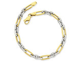 Two Tone 14K White and Yellow Gold Link Bracelet in Polished 14K Yellow Gold (7.50 Inches)